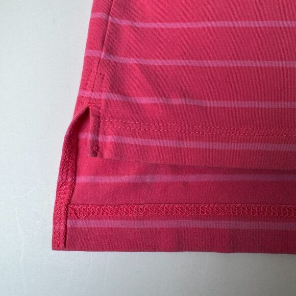 B. Draddy Men Polo Shirt Large Pink Striped Golf Performance Pima Cotton Stretch - Picture 7 of 13